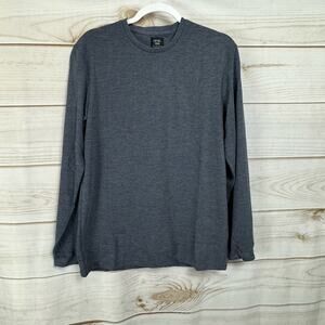 Levelten Navy Gray Long Sleeve Knit Crew Neck T-Shirt Size Small